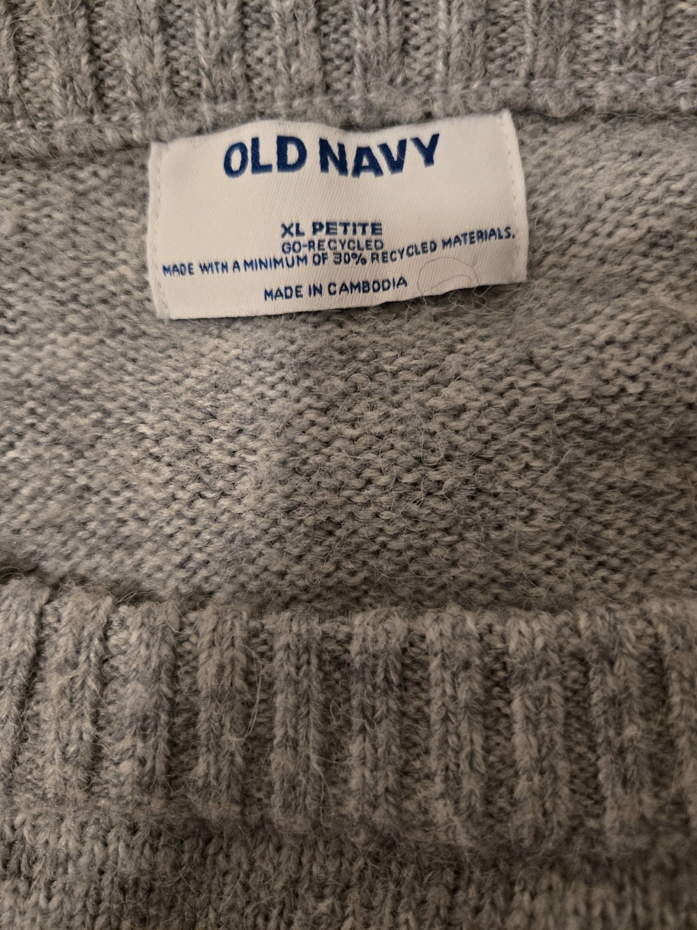 Old Navy Gray Cropped Crewneck Sweater with Fluffy Pink Heart - Picture 5 of 5